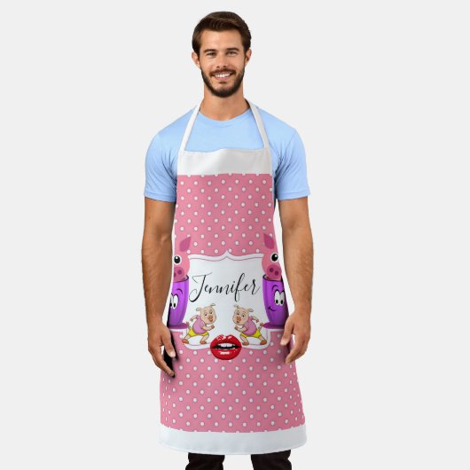 All Over Print Schort Roze Varkenshart (Gedragen)