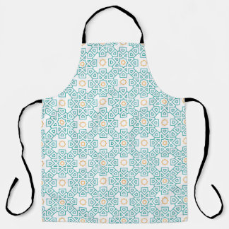 All-Over Print Schort Teal & Goud Arabesk Chef Sch