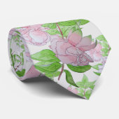 All over print van grote zacht roze bloemen stropdas (Opgerold)