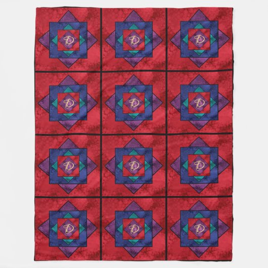 All Over Quilt Square Monogram Fleece Dekens (Voorkant)