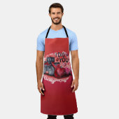 All-over Red I dig je Valentijn Kitchen Schort (Gedragen)