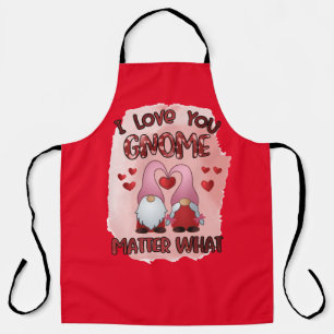 All-Over Red I Love You Gnome Kitchen Schort