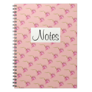 All-over roze floral print hellebore op roze notitieboek