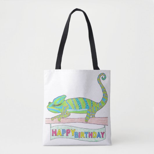 All-Over Tas - Birthday Chameleon (wit) (Voorkant)