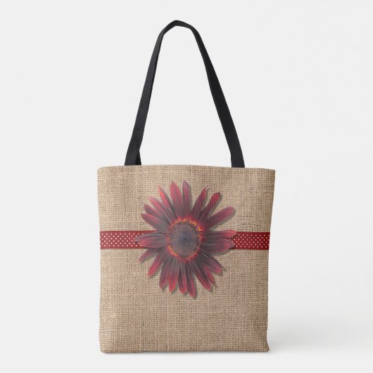All-Over Tas - Burlap en Ring O'Fire Sunflower (Achterkant)