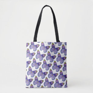 All-Over Tote - Paarse Vlinder (patroon wit) Draagtas