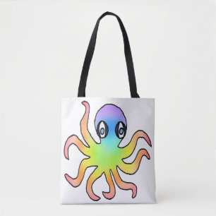 All-Over Tote - Regenbocht Octopus (wit) Draagtas