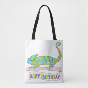 All-Over Tote - Verjaardag Kameleon (wit) Draagtas