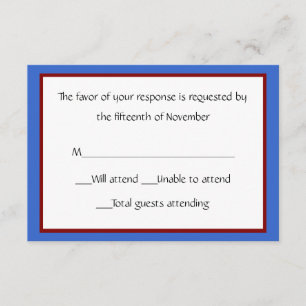 All Purpose Red, White, Blue Response Card RSVP Kaartje