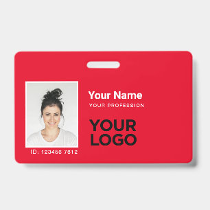 All Red Medewerkersfoto Bar of Qr Code Logo ID Badge