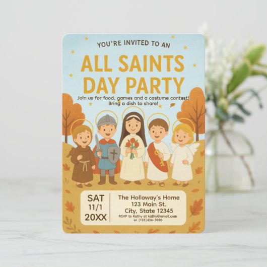 All Saints Day Kostuum Party Uitnodiging (Staand voorkant)
