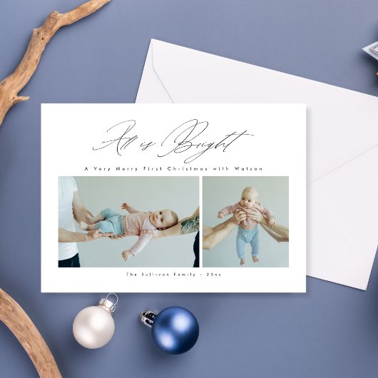 All Script is de eerste kerstfoto van Bright Baby Feestdagenkaart