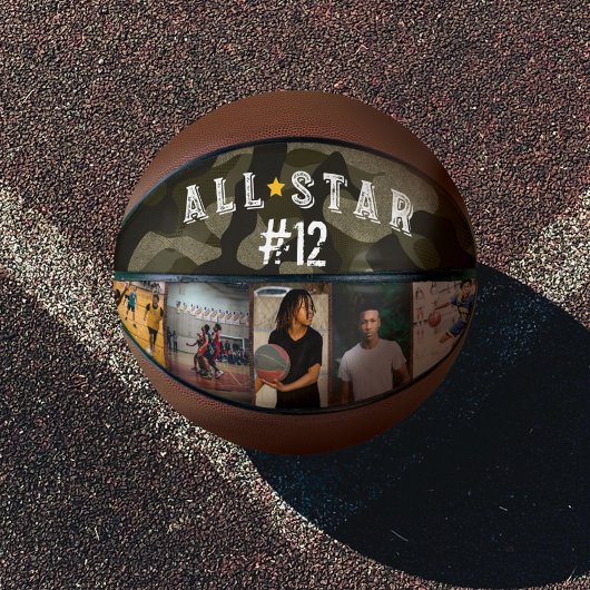 All-Star Army Camouflage Team Nummer Foto Collage Basketbal