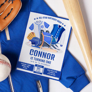 All Star Atleet Honkbal Blauw Verjaardag Kaart