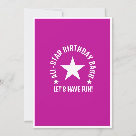 All Star Atleet Honkbal Roze Verjaardag Kaart (Achterkant)