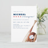 All-Star Baseball verjaardagsfeestje uitnodiging (Staand voorkant)