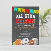 All Star Boys Sports Anniversaire Fête Invitation (Debout devant)