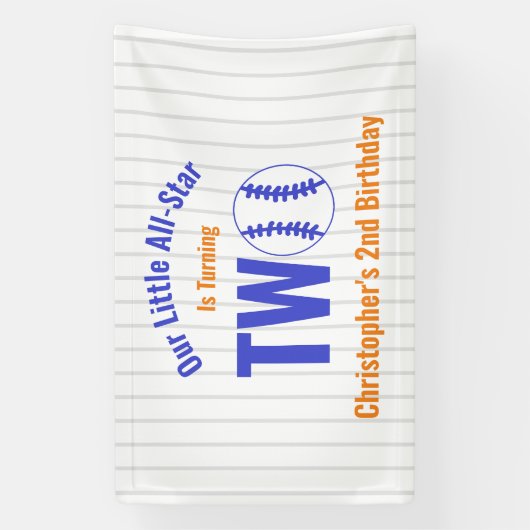 All-Star Honkbal 2e Verjaardag Spandoek (Verticaal)