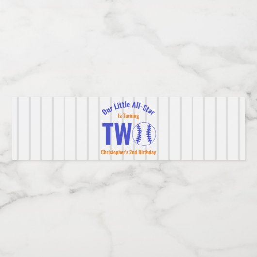 All-Star Honkbal 2e Verjaardag Waterfles Etiket (Enkel label)