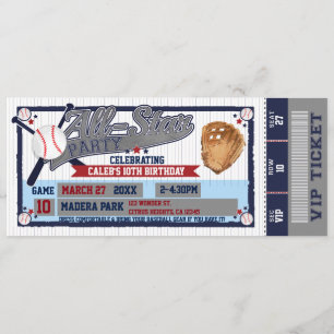 All Star Honkbal Feest Verjaardagskaart Ticket Uit Kaart