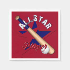 All-Star Player, Ball Players-Red Paper Napkins Servetten
