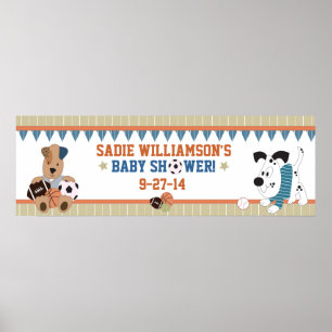 All-Star Puppies Baby shower Banner Poster