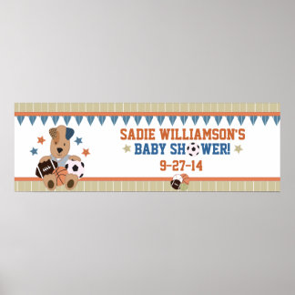 All-Star Puppies Baby shower Banner Poster