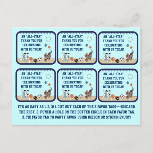 All-Star Puppies Baby shower Favor Labels Briefkaart