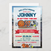 All Star Sport First Birthday Invitation (Devant / Derrière)