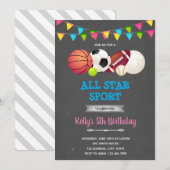 All star sport girl party Invitation (Devant / Derrière)