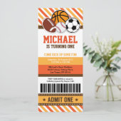 All Star Sport Ticket Pass Birthday Uitnodiging (Staand voorkant)