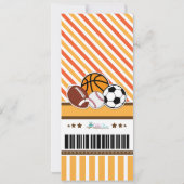 All Star Sport Ticket Pass Invitation Anniversaire (Dos)