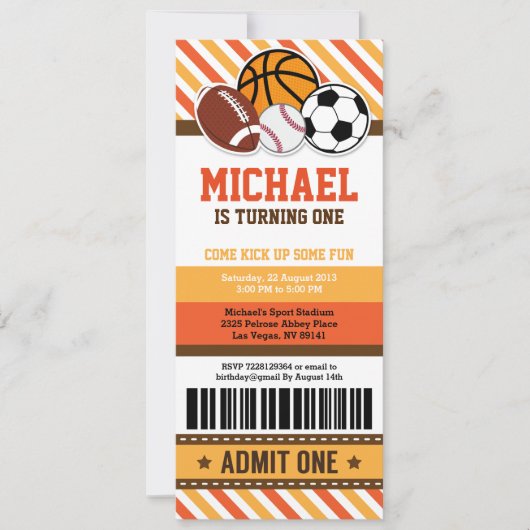 All Star Sport Ticket Pass Invitation Anniversaire (Devant)