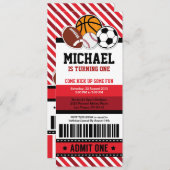 All Star Sport Ticket Pass Invitation Anniversaire (Devant / Derrière)