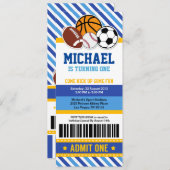 All Star Sport Ticket Pass Invitation Anniversaire (Devant / Derrière)