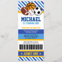 All Star Sport Ticket Pass Invitation Anniversaire