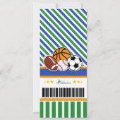 All Star Sport Ticket Pass Invitation Anniversaire (Dos)