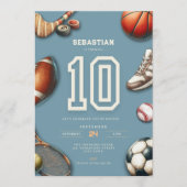 All Star Sports 10th Birthday Invitation for Boys (Devant)