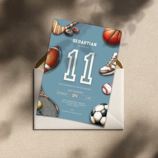 All Star Sports 11th Birthday Invitation for Boys