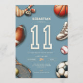 All Star Sports 11th Birthday Invitation for Boys (Devant)