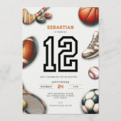 All Star Sports 12th Birthday Invitation for Boys (Devant)