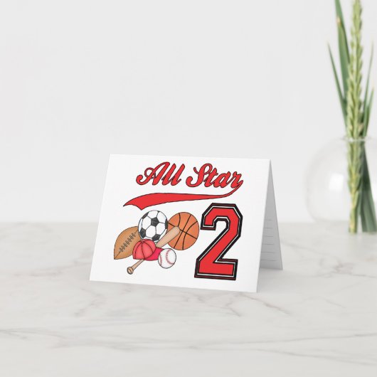 All Star Sports 2e verjaardag invulling uitnodigin Bedankkaart (Voorkant)