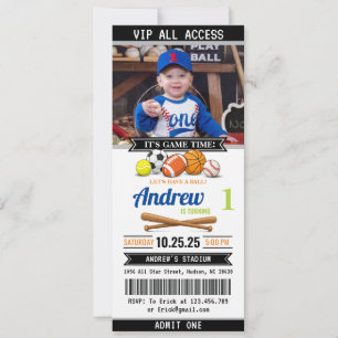 All Star Sportticket Verjaardagsuitnodiging Kaart