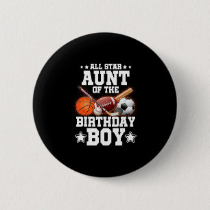 All Star Tante Van De Verjaardagsjongen Sketll Voe Ronde Button 5,7 Cm