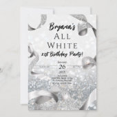 All That Glitters Zilver & Wit Verjaardagsfeest Kaart (Voorkant)