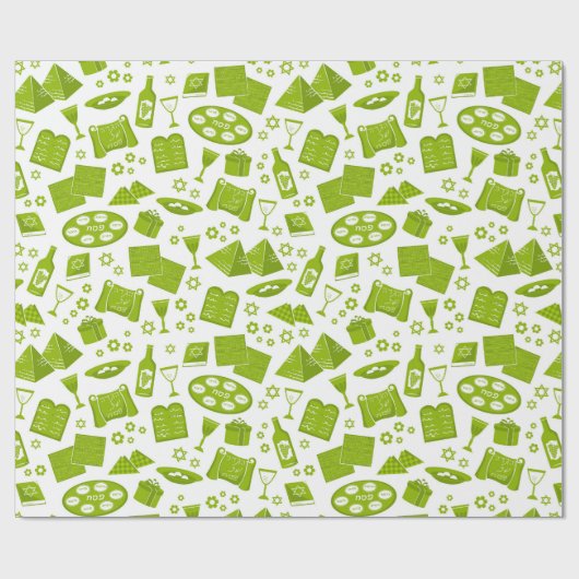All The Symbols For Passover In Green  Cadeaupapier (Vlak)