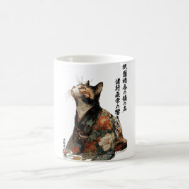 "All Things Change" Japanese Cat in Kimono Art Koffiemok