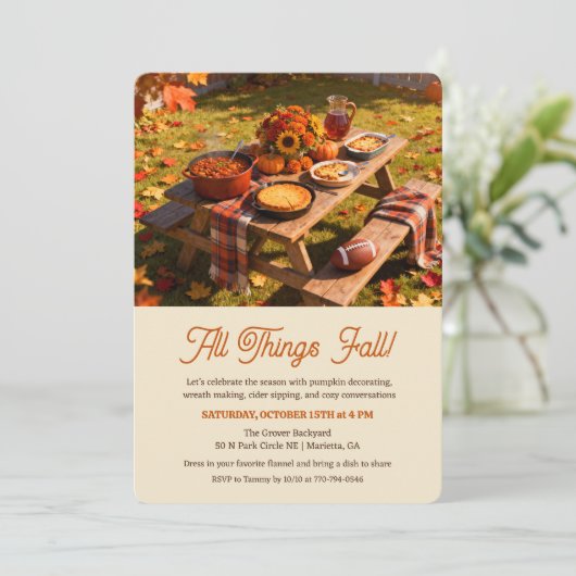 All Things Fall Autumn Invitation Kaart (Staand voorkant)