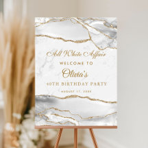 All White Affair Birthday Party Welcome Sign