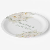 All White Floral Wedding Papieren Bordje (Gekanteld)